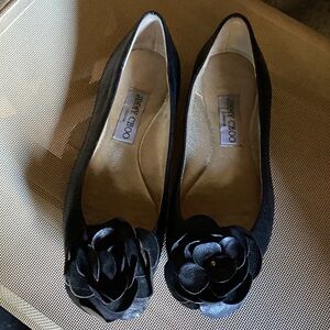 Jimmy Choo Black Floral Flats